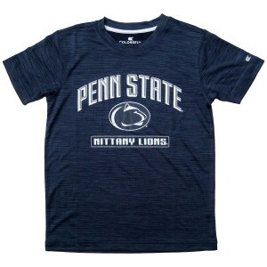 navy heather youth performance tee with Penn State Nittany Lions